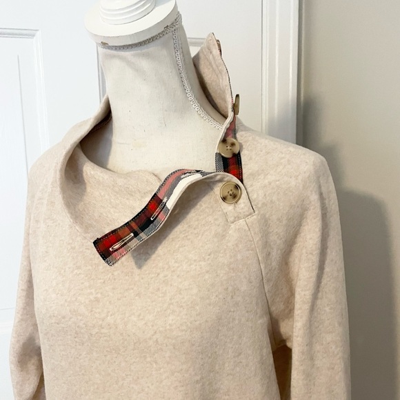 J Crew Wide Button Collar Sweatshirt Pullover - Picture 5 of 7